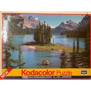 NIB Kodacolor 1000 Piece Puzzle Lake Maligne Scenic Mountains Trees